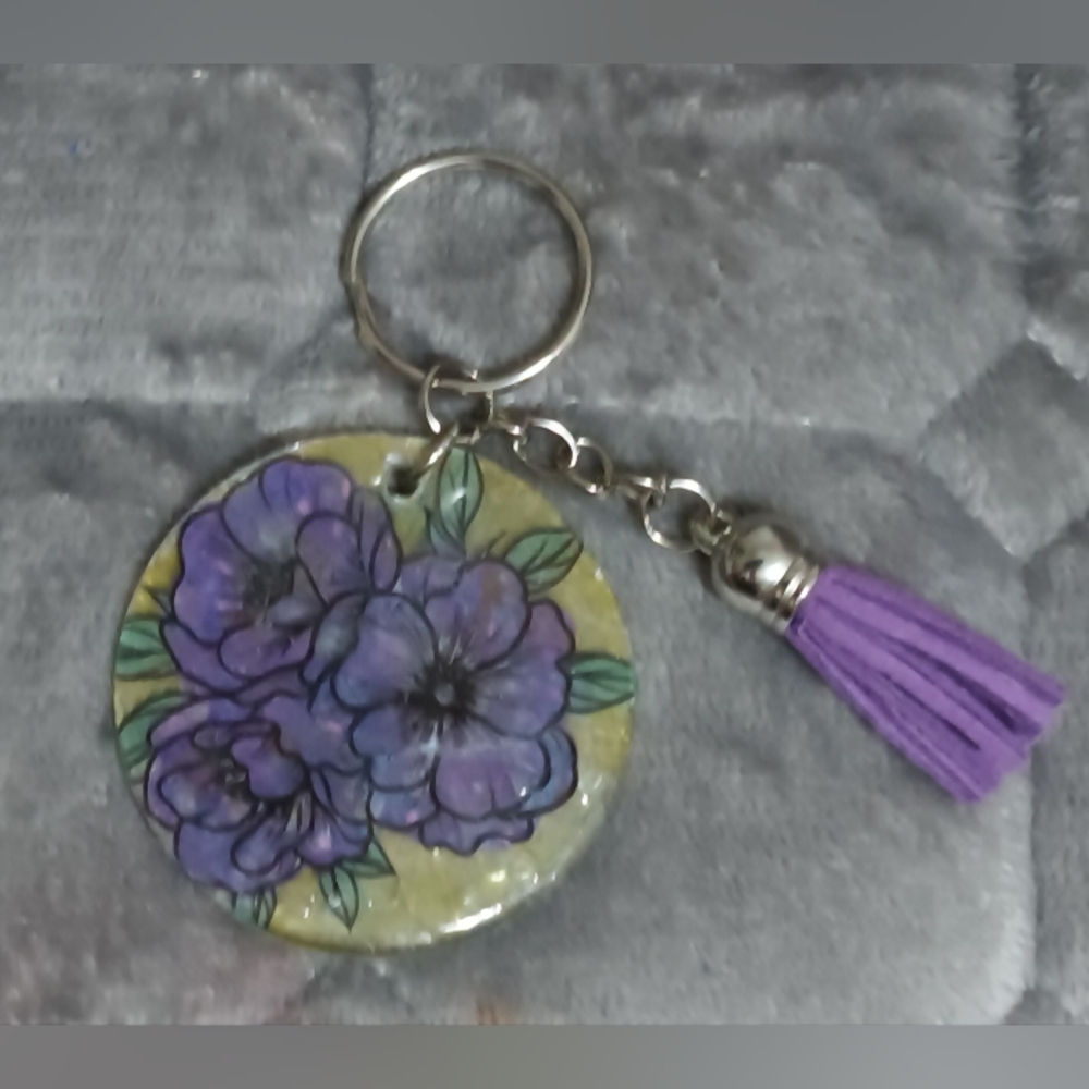 Hand Crafted Purple and Silver Key Holder